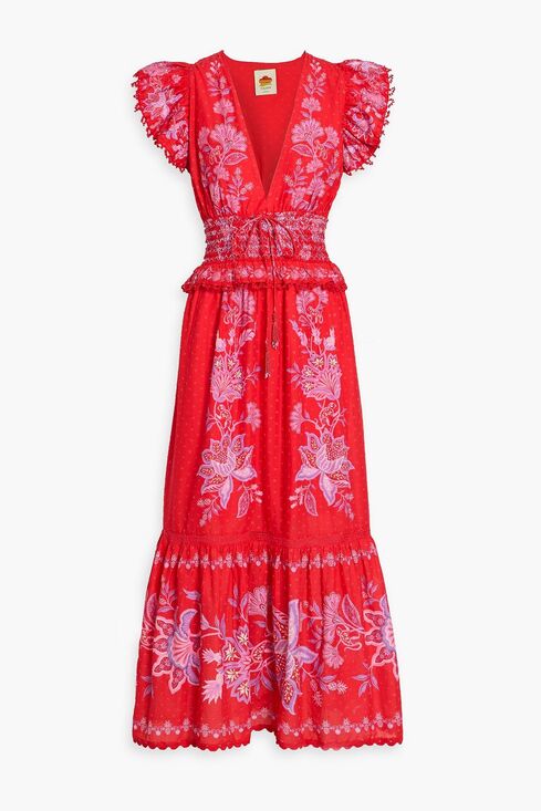 FARM Rio Dresses & Skirts - Farm Rio Floral-print Swiss-dot cotton-voile maxi dress Size M